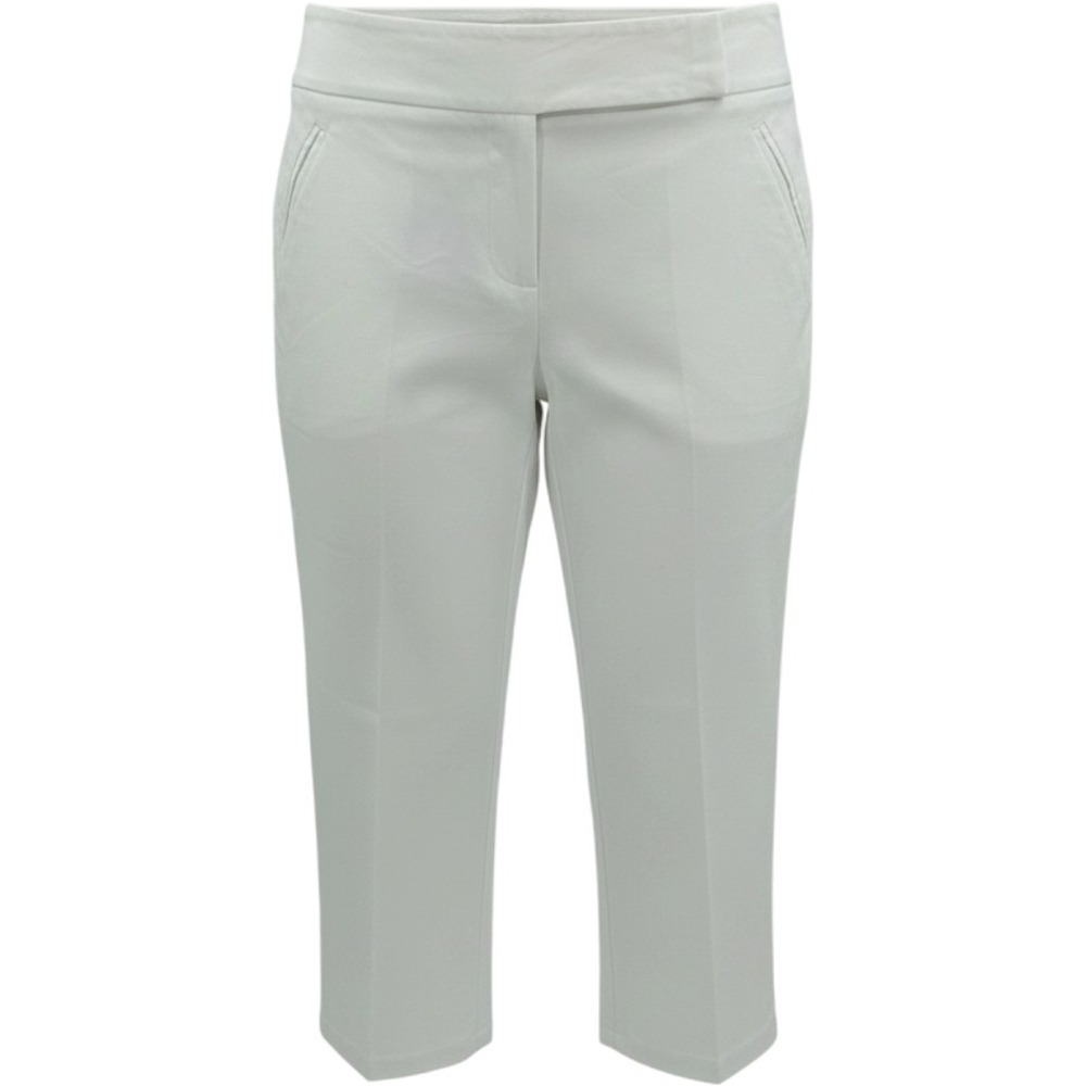 Elle Womens White‎ Wide Leg Cropped Pants Size 6 Cotton Stretch Business Casual